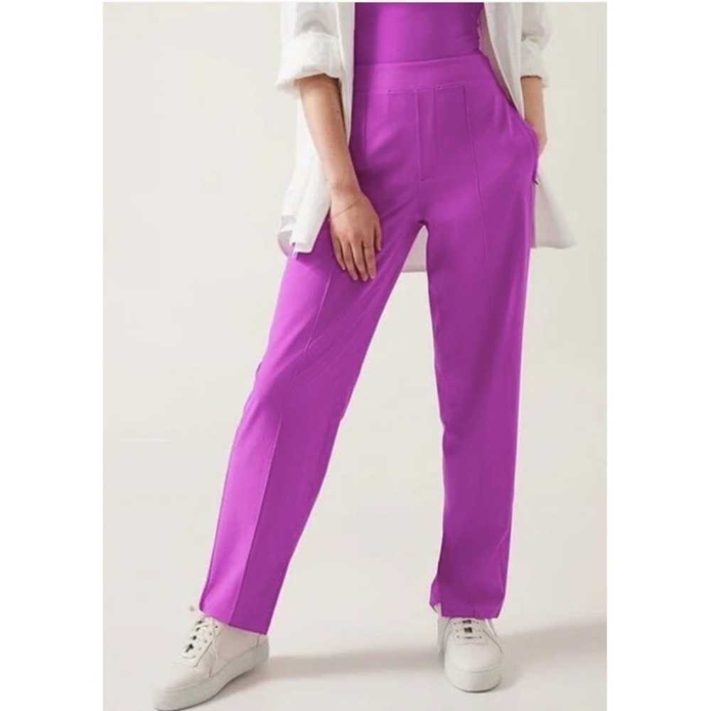 Athleta Brooklyn Ankle Pants Jazzy Purple Pintuck Tapered Trousers Womens 6